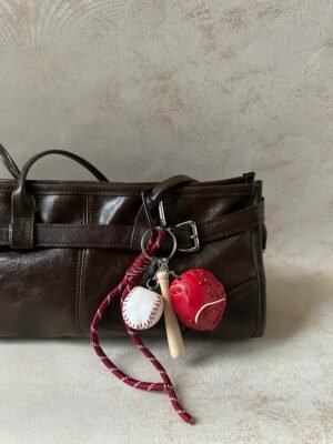 Red Baseball Bag Charm