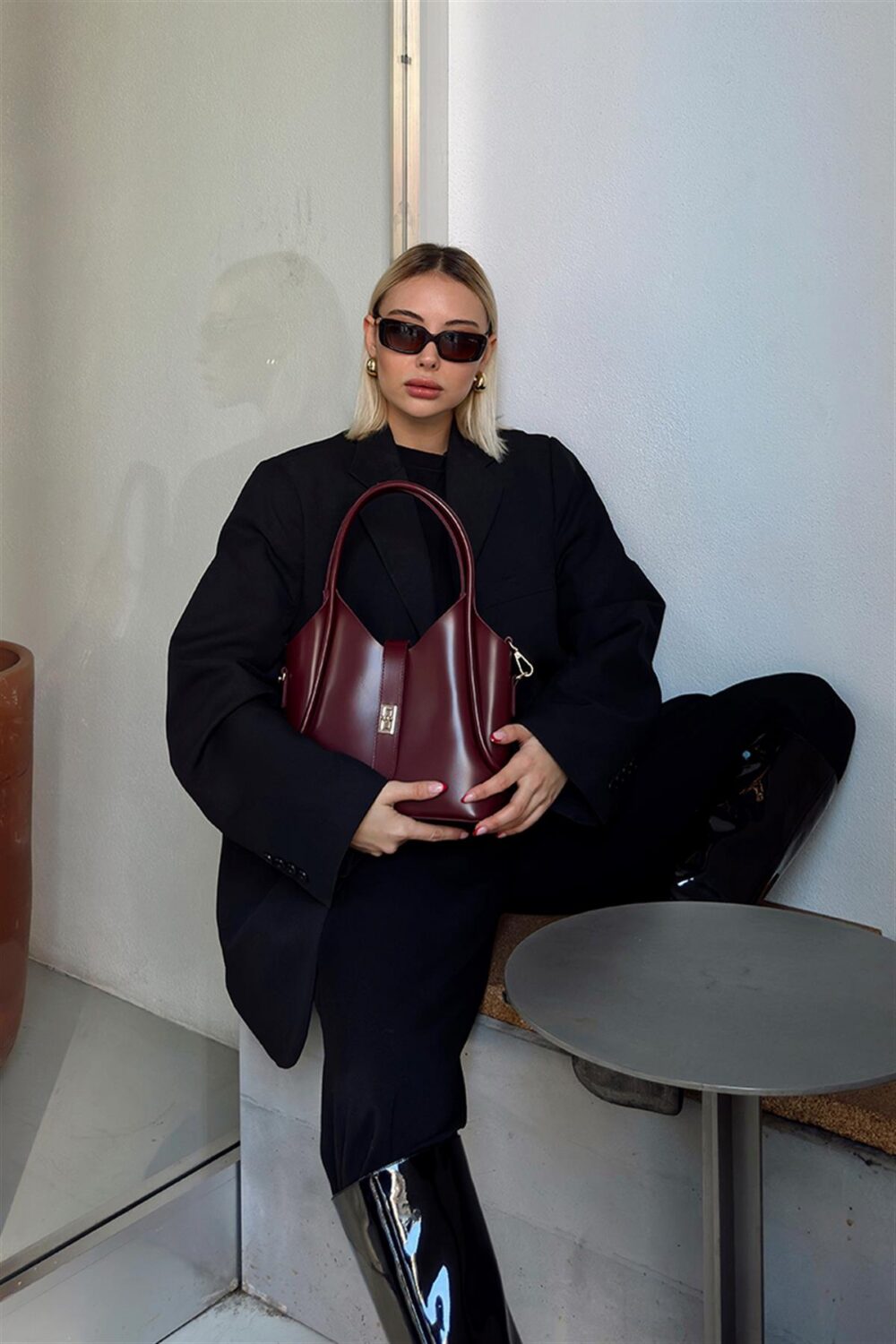 Cindy Bordeaux + Purse