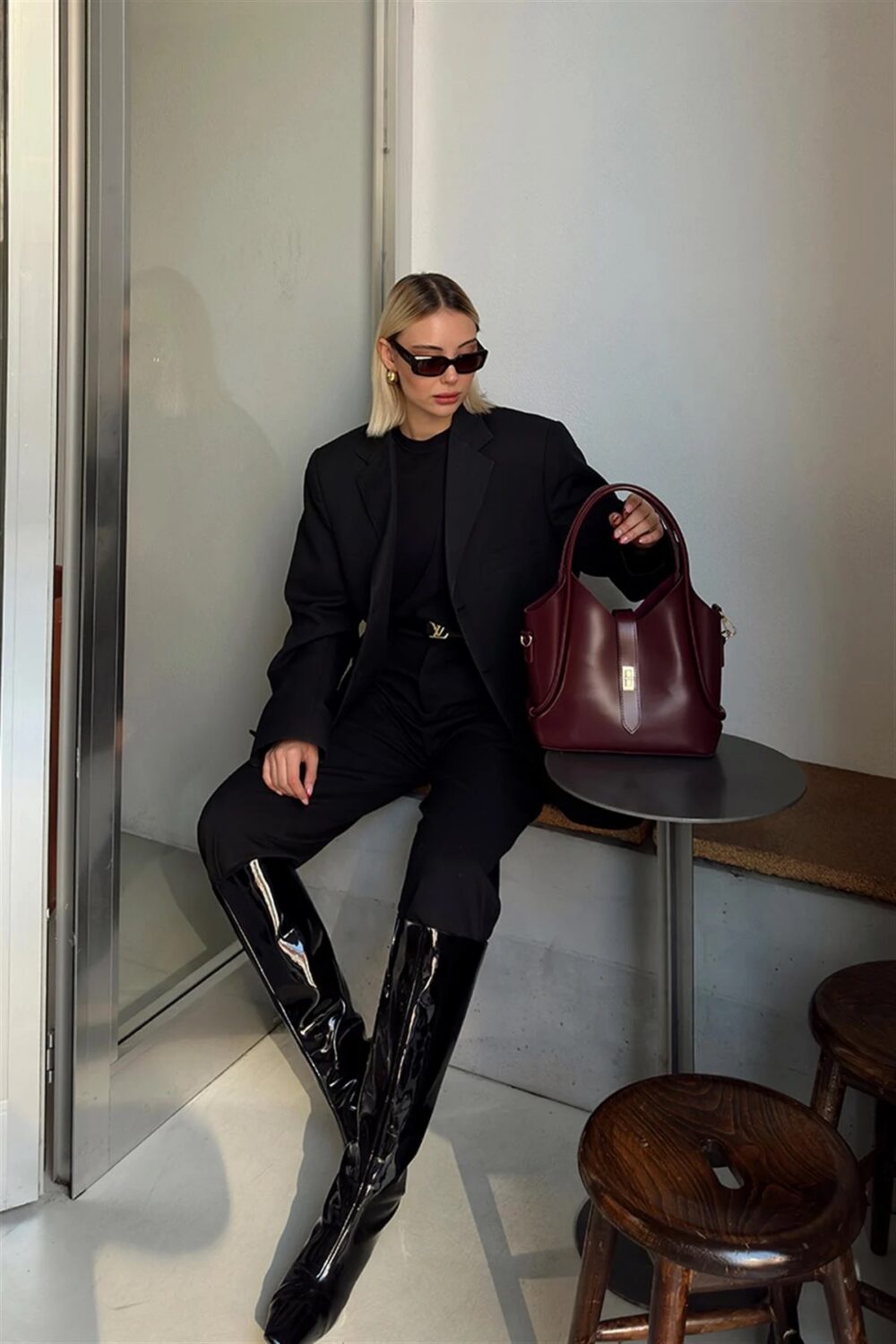 Cindy Bordeaux + Purse