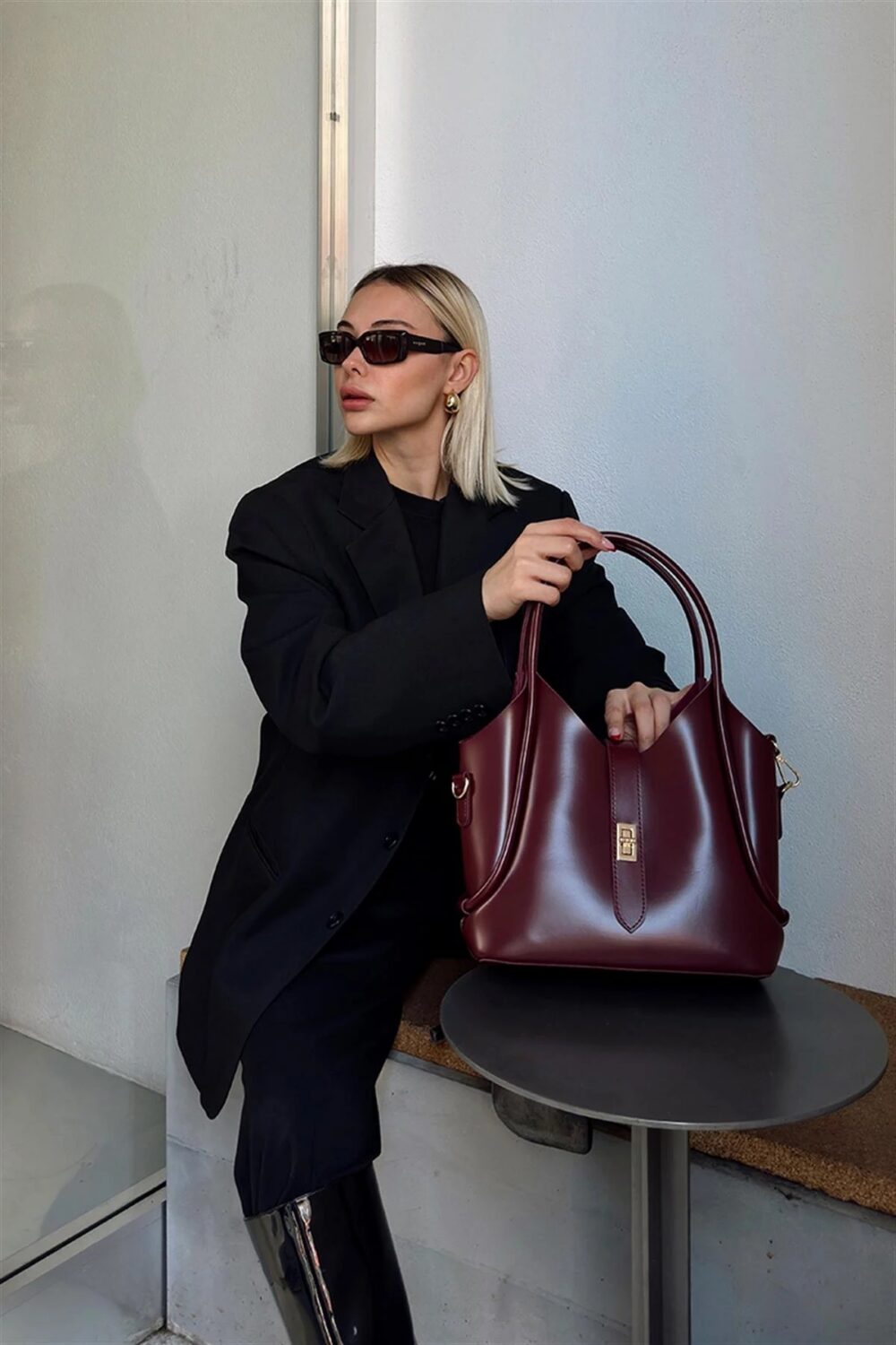 Cindy Bordeaux + Purse