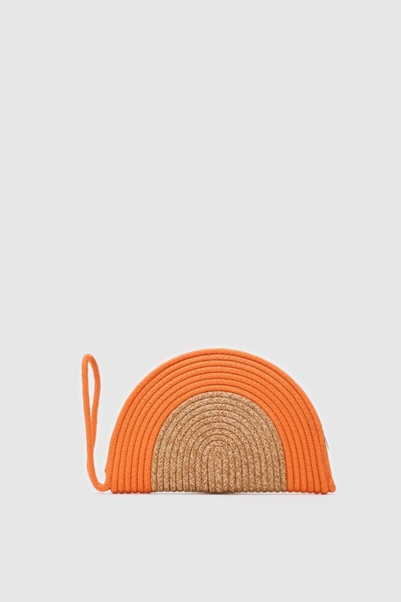 Breeze Orange Straw Handmade Clutch - Image 2