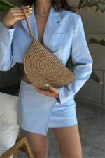 Breeze Nude Straw Handmade Clutch