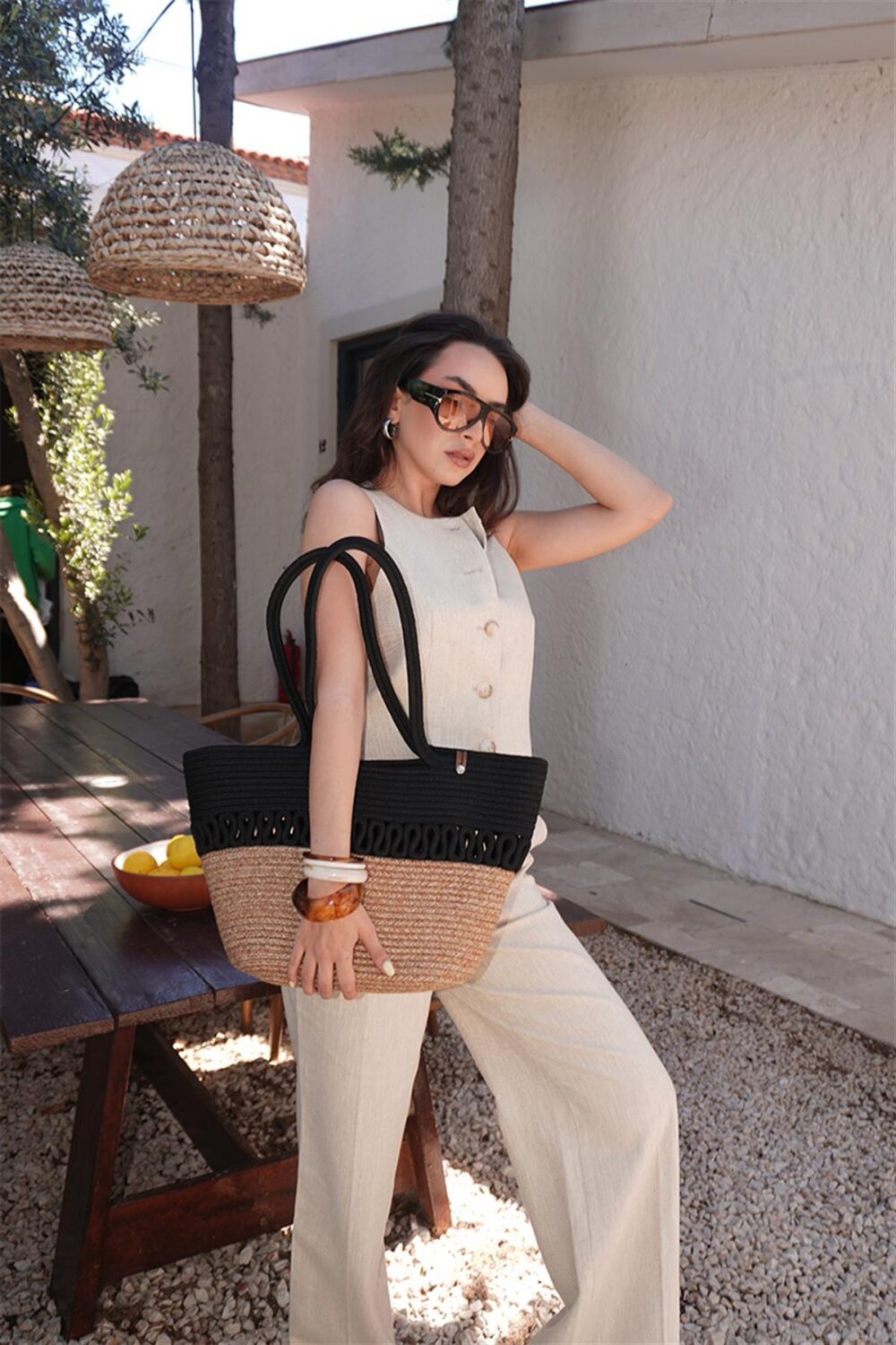 Miami Black Handmade Straw
