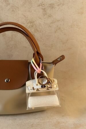 Mini White Transparent Birkin charm