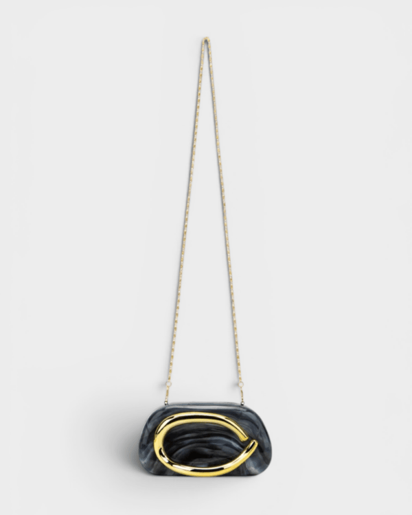 Nelly Marble Black  Clutch
