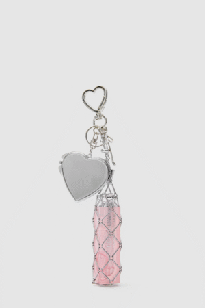 Silver Heart Lipstick Keychain