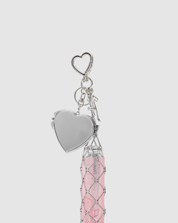 Silver Heart Lipstick Keychain