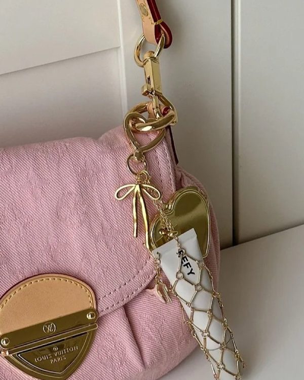 Gold Heart Lipstick Keychain