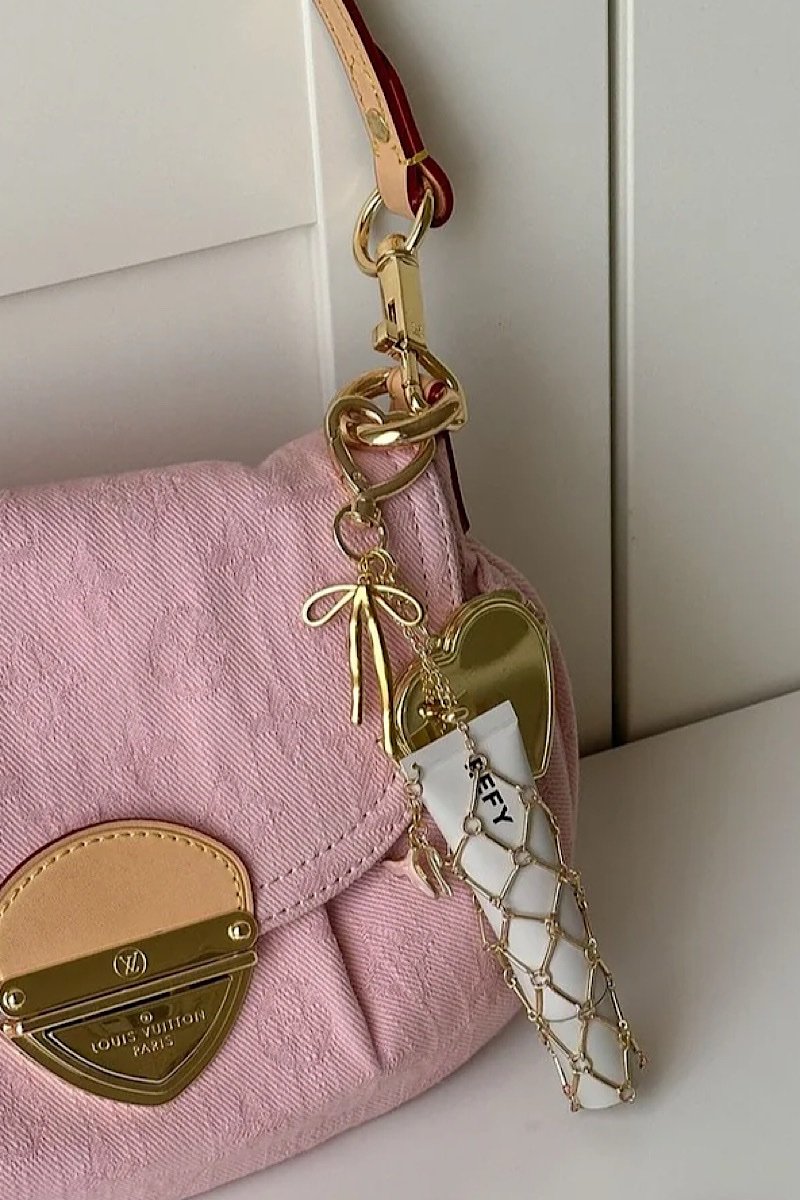 Gold Heart Lipstick Keychain