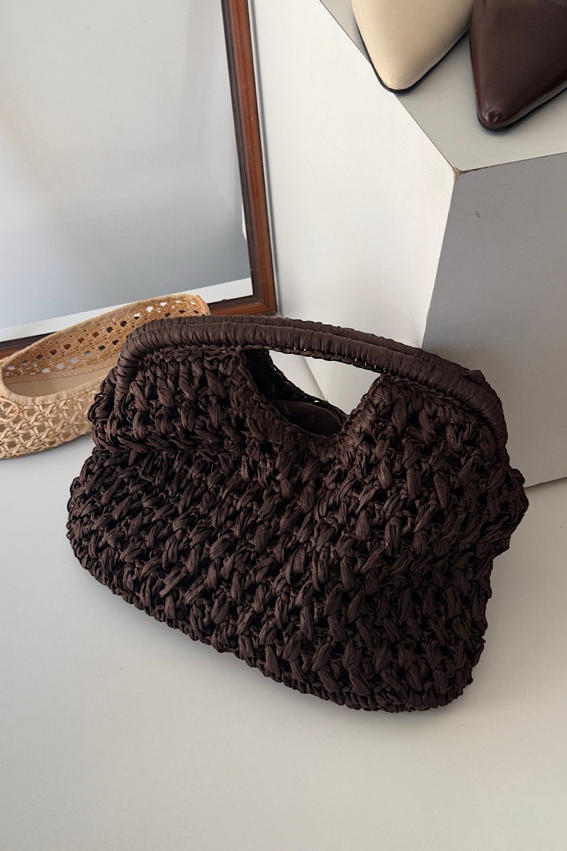 Shore Straw Handmade Clutch Brown