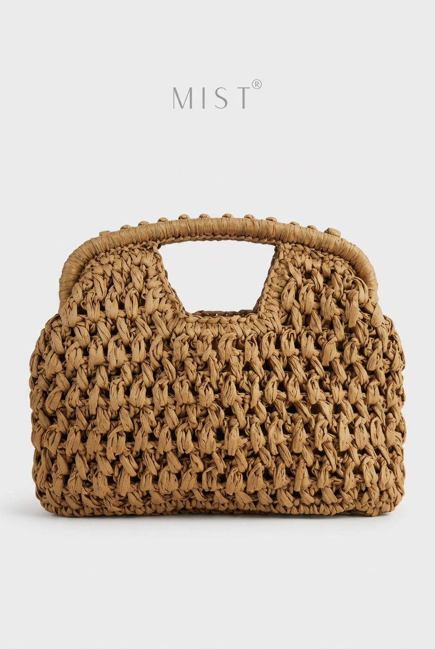 Shore Handmade Straw Clutch Nude