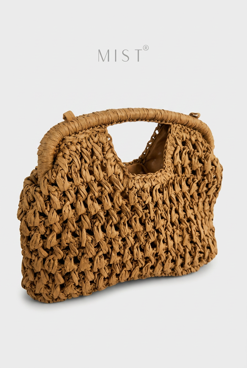 Shore Handmade Straw Clutch Nude