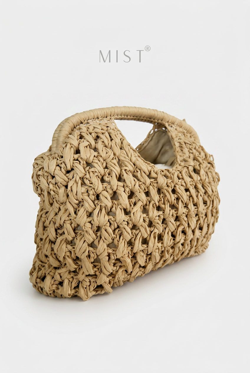 Shore Straw Handmade Clutch Beige