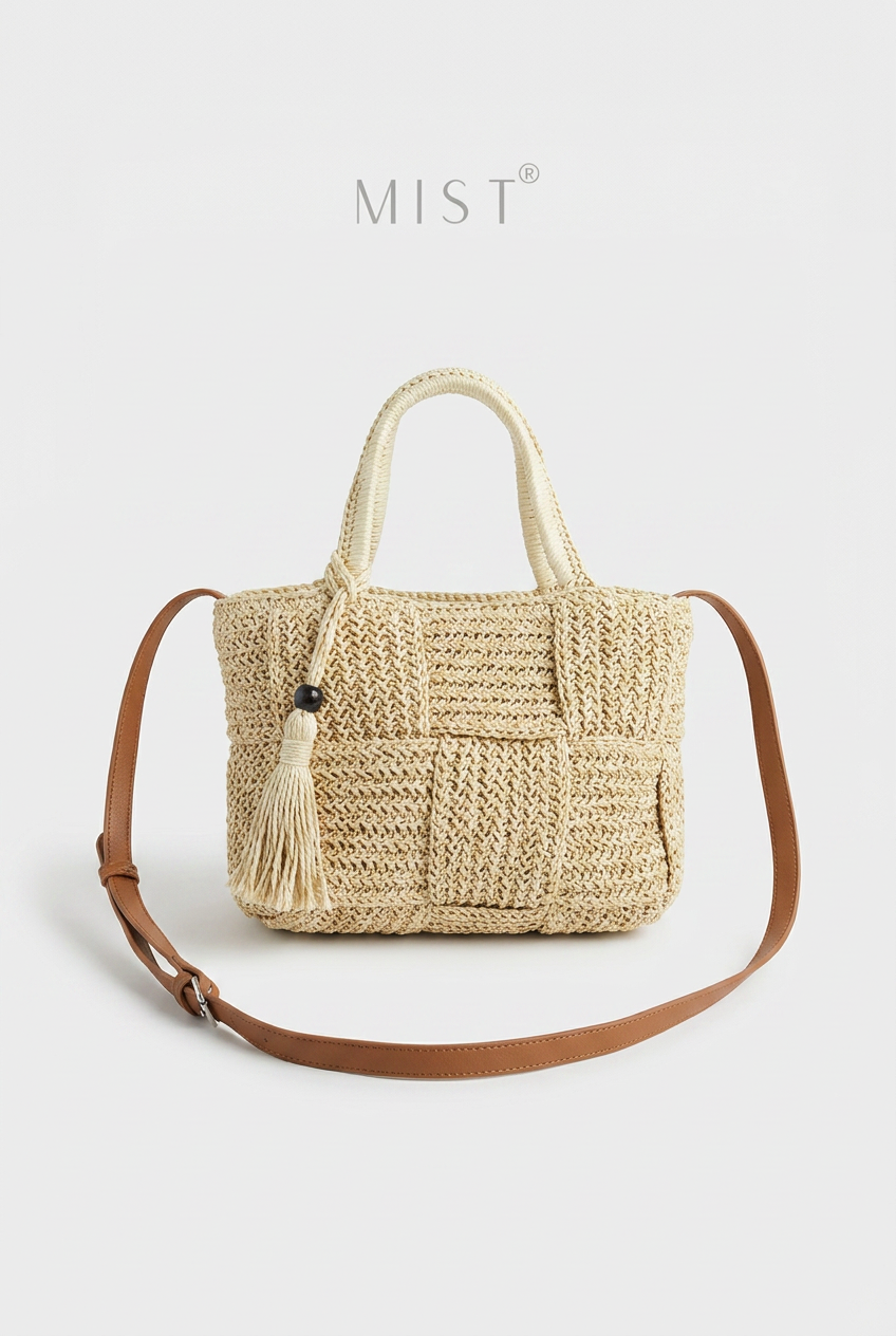 Malibu Handmade Straw Cross - Beige