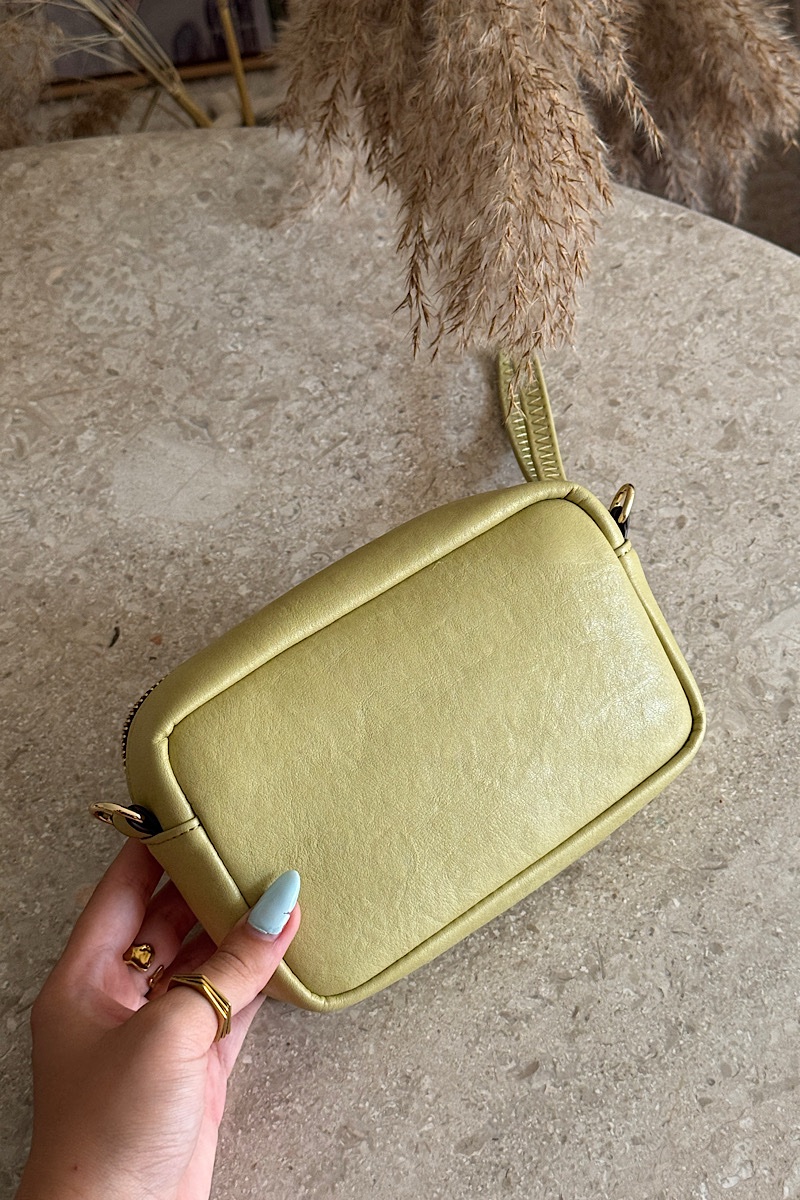 Bamboo Stitch Vegan Leather Cross Bag – Green