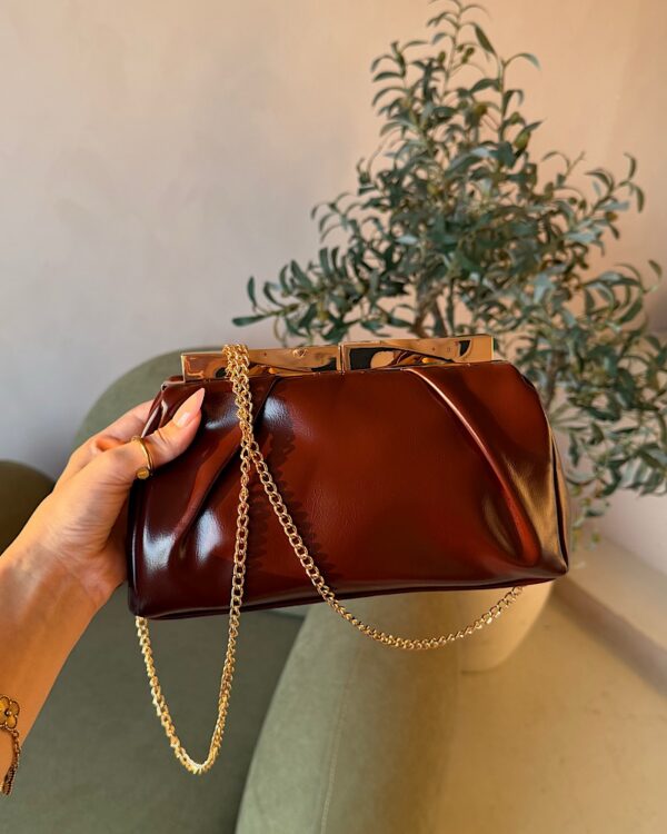 Anna Leather Clutch - Camel