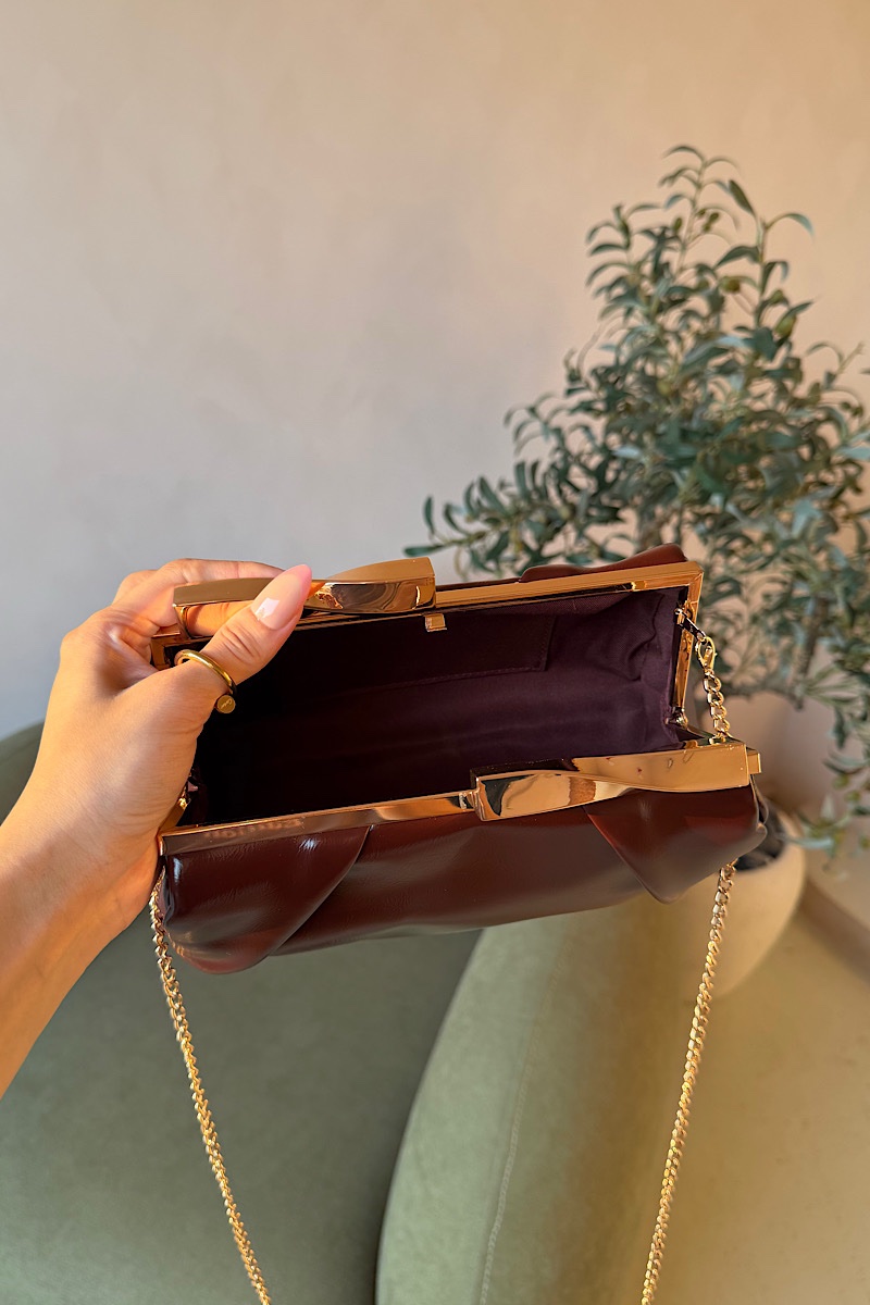 Anna Leather Clutch – Camel