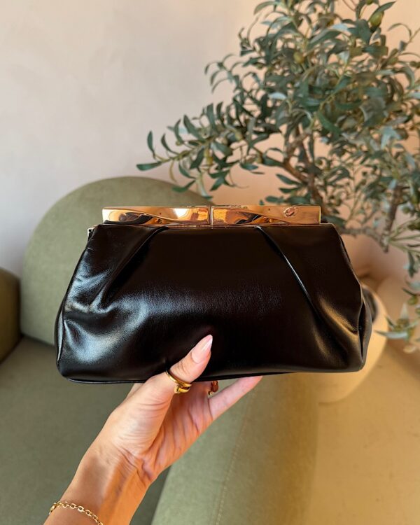 Anna Leather Clutch - Black