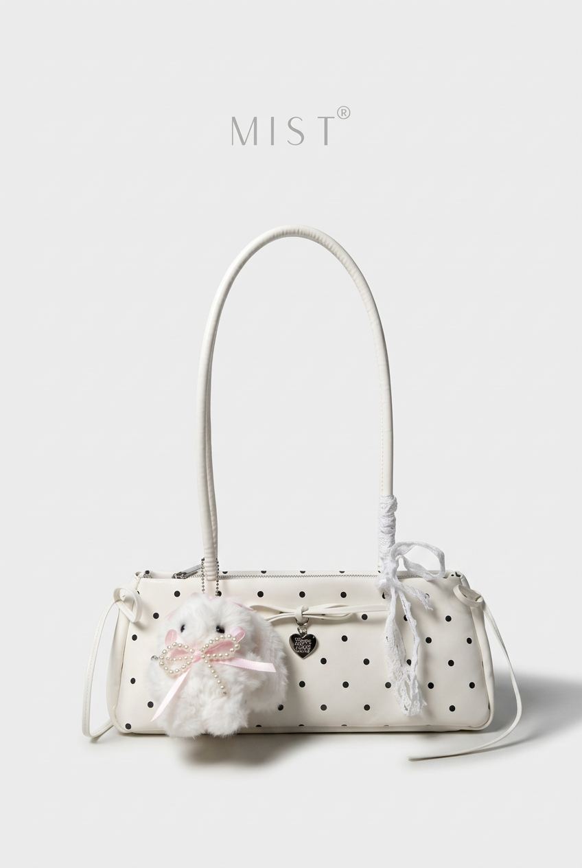 Bunny Polka Suede + Charm - White