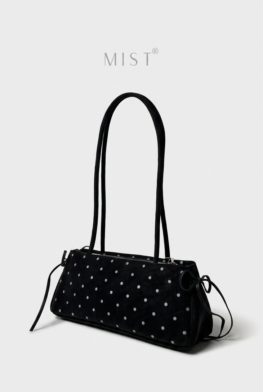 Bunny Polka Suede + Charm - Black