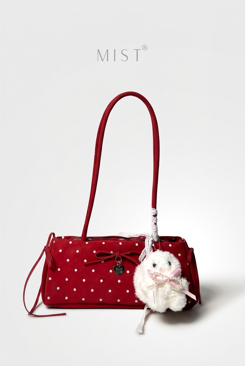 Bunny Polka Suede + Charm - Red
