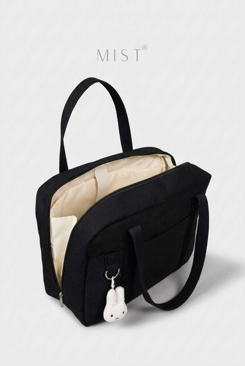 Kaia Large Organized Tote + Charm – Black