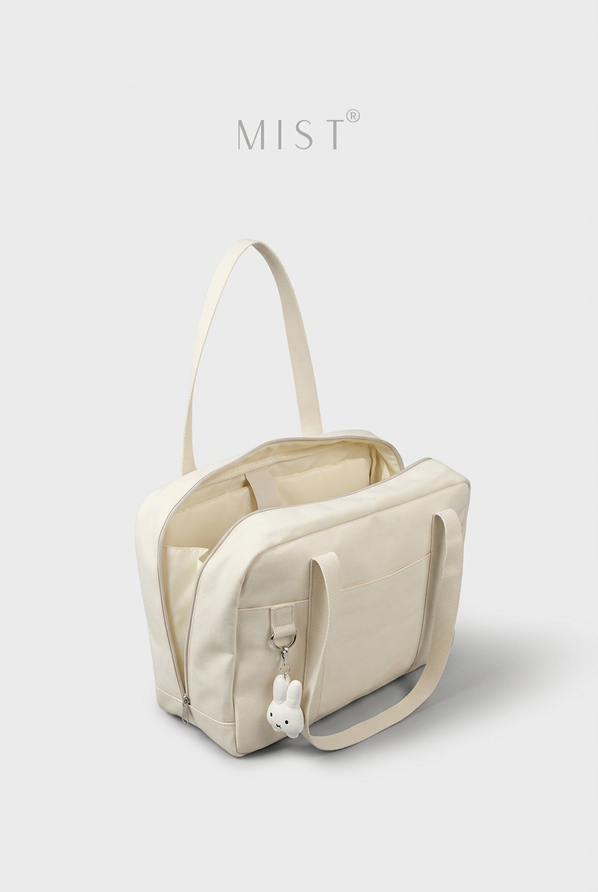 Kaia Large Organized Tote + Charm – Beige